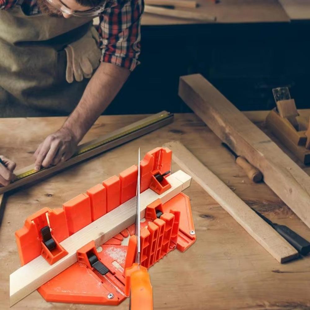 Hand Clamping Miter Saw Box 12/14 inch Diagonal Saw Cabinet Portable Sawing Guide Slot  Woodworking
