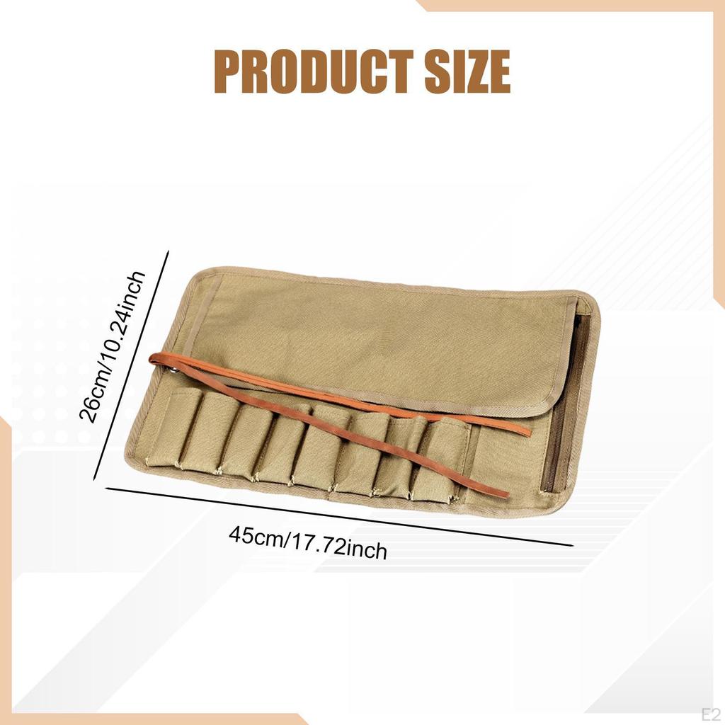 8 Slots Roll up Storage Bag Tool Pouch Hardware Tools Organizer Holder for Carving Knives Outdoor