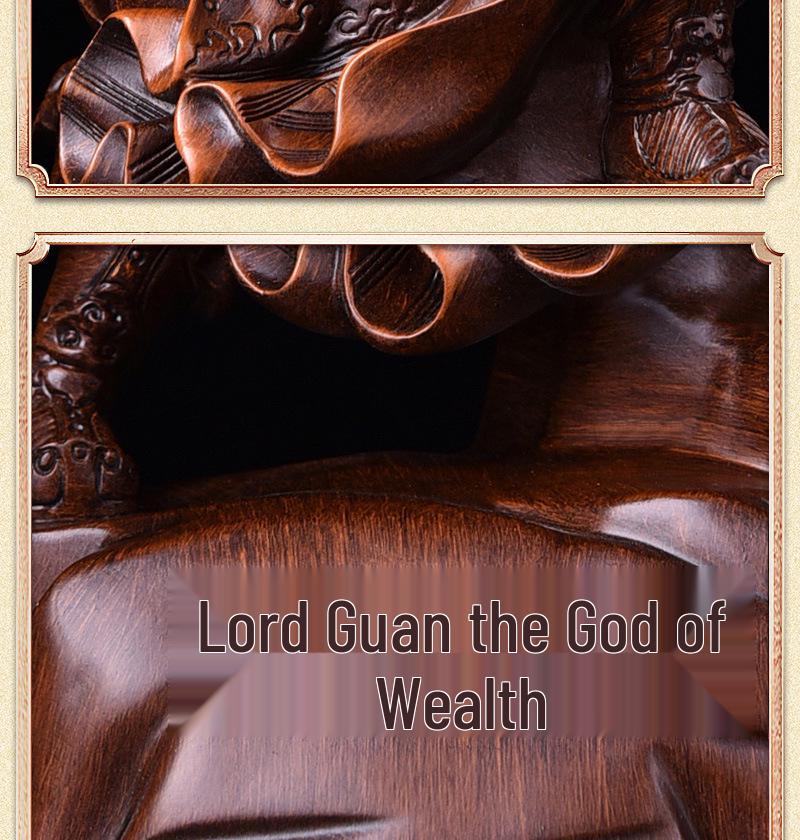 Guan Gong God of Wealth Statue - Attracts Prosperity, Worship Niche Decor.