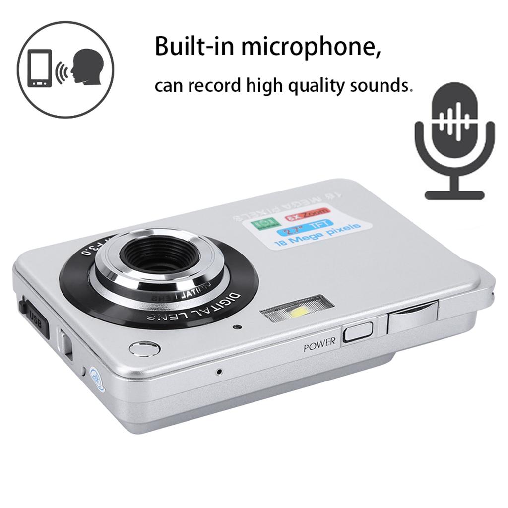 2.7 Inch Screen HD Children Toy Digital Video Camera Kids with Battery(silver)