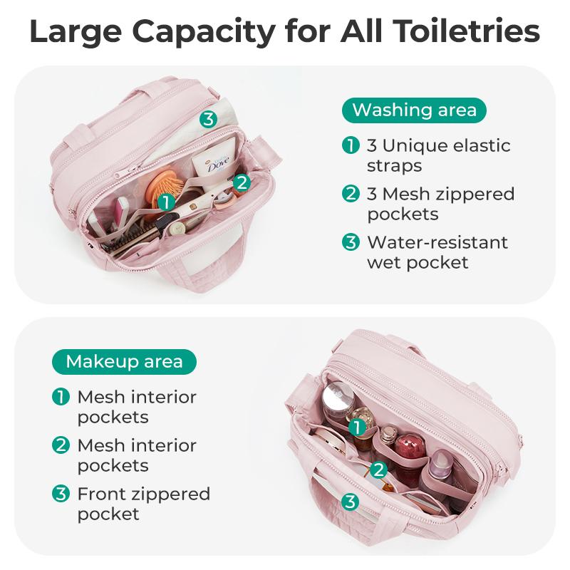 BAGSMART Wasserdichte Kulturtasche Für Frauen Reise-Make-up-Organizer Mit Fächern Leicht Tragbar Kosmetik-Sporttasche