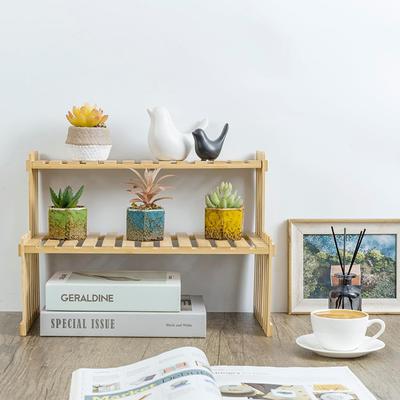 Stojak Bamboo na biurko Dwupoziomowa półka narożna na blat Wielofunkcyjny wytrzymały organizer Dekoracja Kuchnia Sypialnia