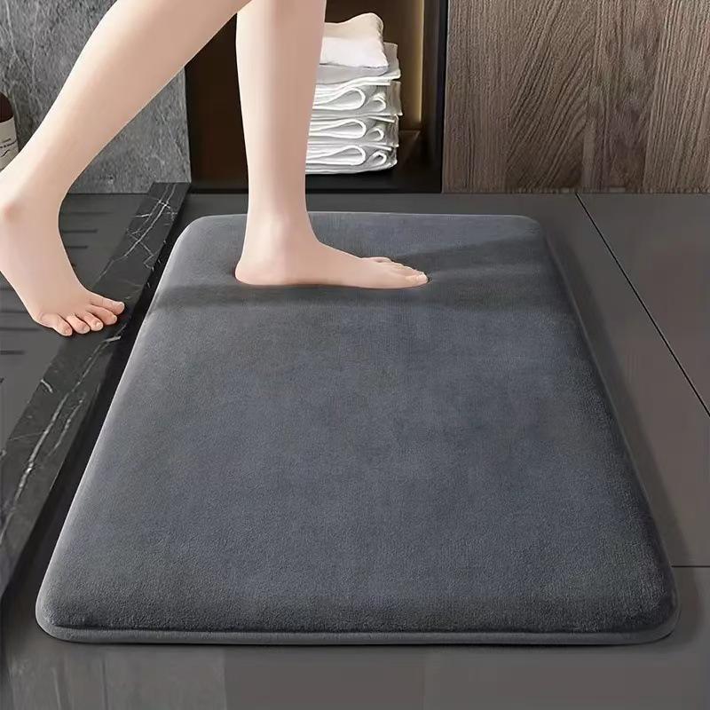 

Solid Color Coral Fleece Bath Mat - Absorbent, Non-Slip, Dirt-Resistant 40x60cm темно-сірий