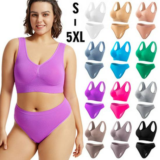 Women's French Wirefree Push-Up Bra Set - Thin, Sexy Triangle Cup Sports Underwear with Beautiful Back Design, Two-Piece.