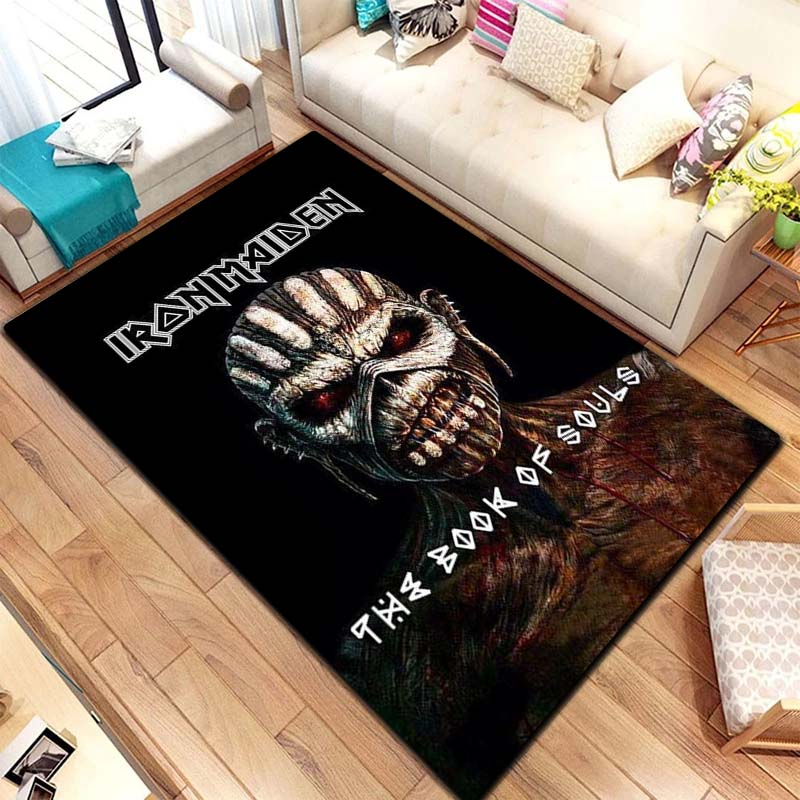 Band I-Iron M-Maidens Carpet Yoga Mat Living Room Bedroom Decoration Home Office Hotel Entrance Non slip Area Flannel CarpetGift