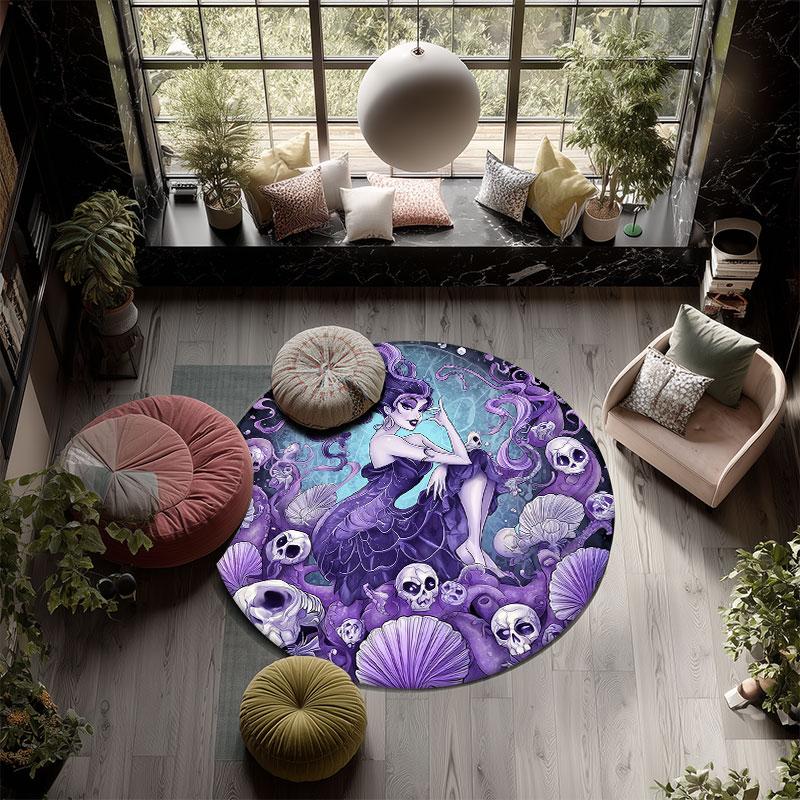 Cartoon Girls pattern round rug,Carpet Rug for Living Room Bedroom Playroom ,Non-slip Floor Mat,Holiday Gifts and Birthday Gifts.