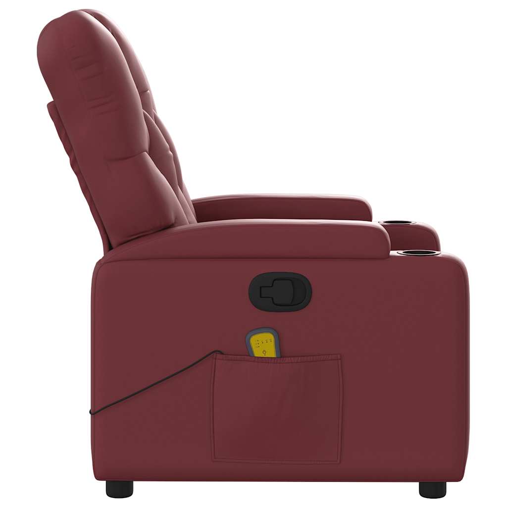 Massage Chair Burgundy Faux Leather