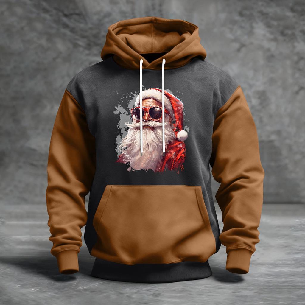 Herren Weihnachten Print Colorblock Kapuzenpullover Lässig Sport Komfort Sweatshirt