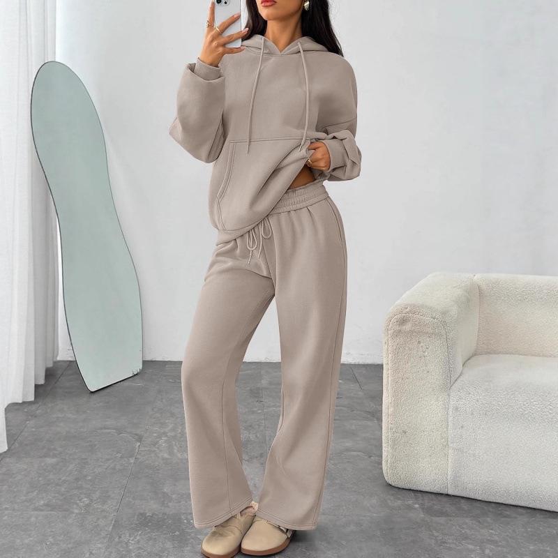 European & American Oversized Hooded Sweatshirt and Wide-Leg Pants Set - Autumn/Winter Casual Sportswear