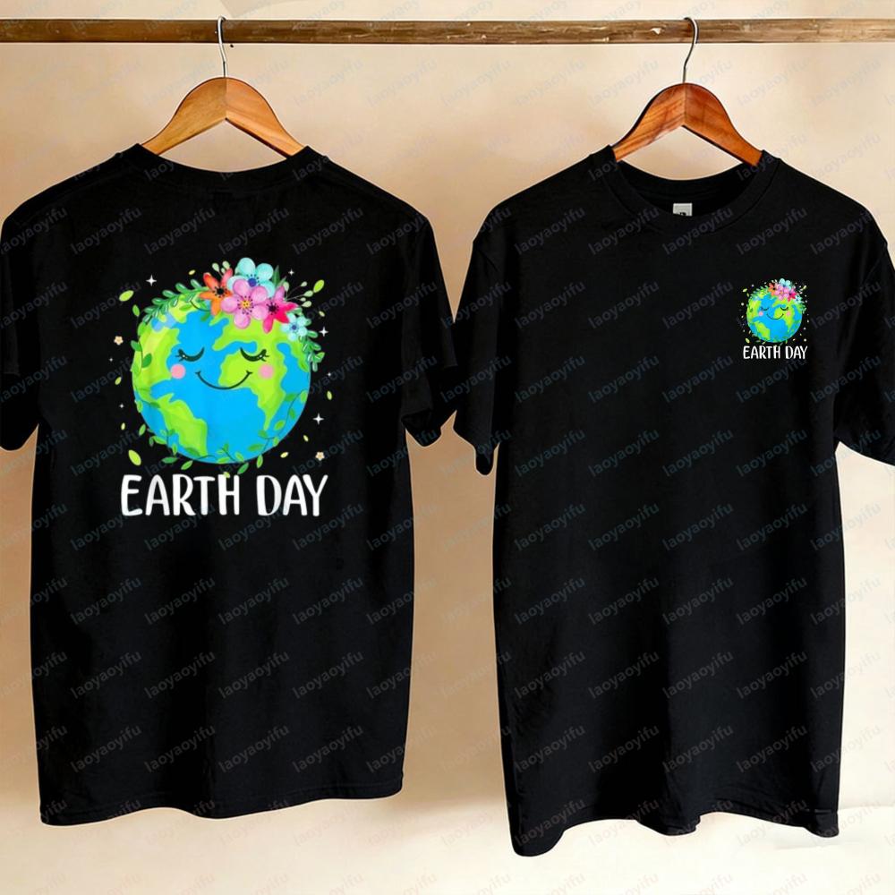 Happy Earth Day 2025 Floral Planet Unisex T-Shirt Harajuku S Vintage Y2k Top Vintage Clothes Hi