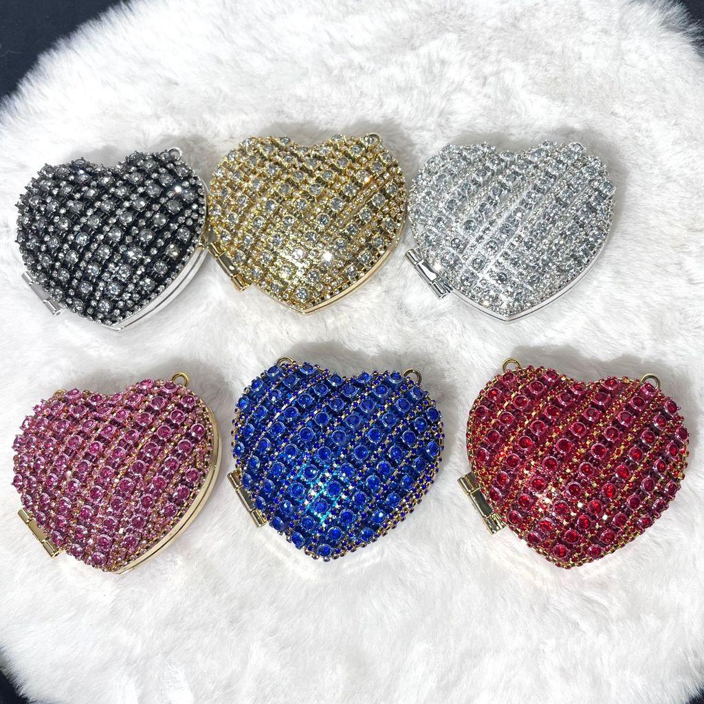 Mini Borsa a Mano a Forma di Cuore d'Amore con Decorazioni di Diamanti Acqua Scintillante per Uso Quotidiano