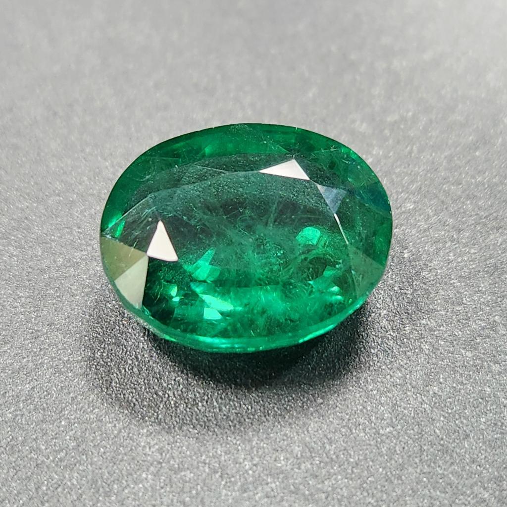 Certified Natural Zambian Green Emerald 11.10 Ct Oval Cut Loose Gemstone