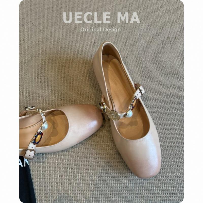 Super soft lambskin~ retro single shoes women's thick heel new models are beautiful and not tired shoes medium heel Mary Jane shoes