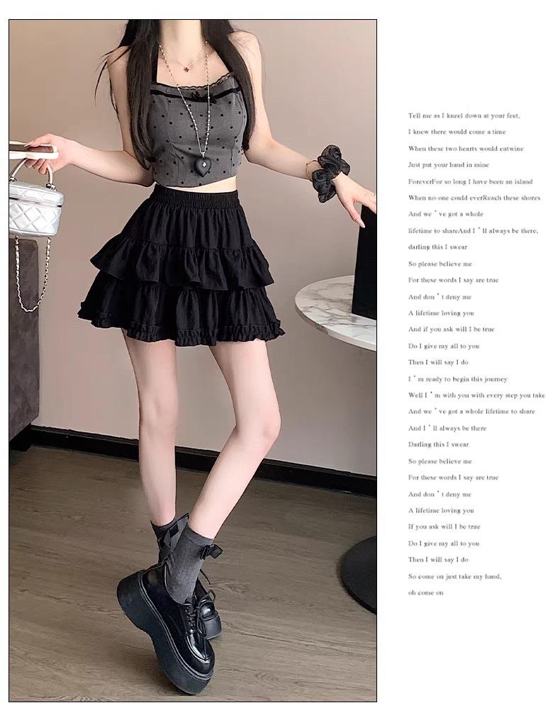 White Wood Ear Trim Fluffy High-Waisted A-Line Skirt - Women's 2026 Summer Edition