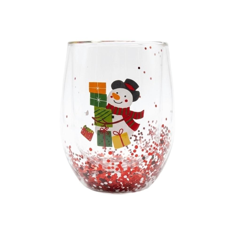 Hohes Borosilikatglas Doppelschicht Pailletten Weihnachtsglasbecher Weihnachtsgeschenk Festlicher Winter