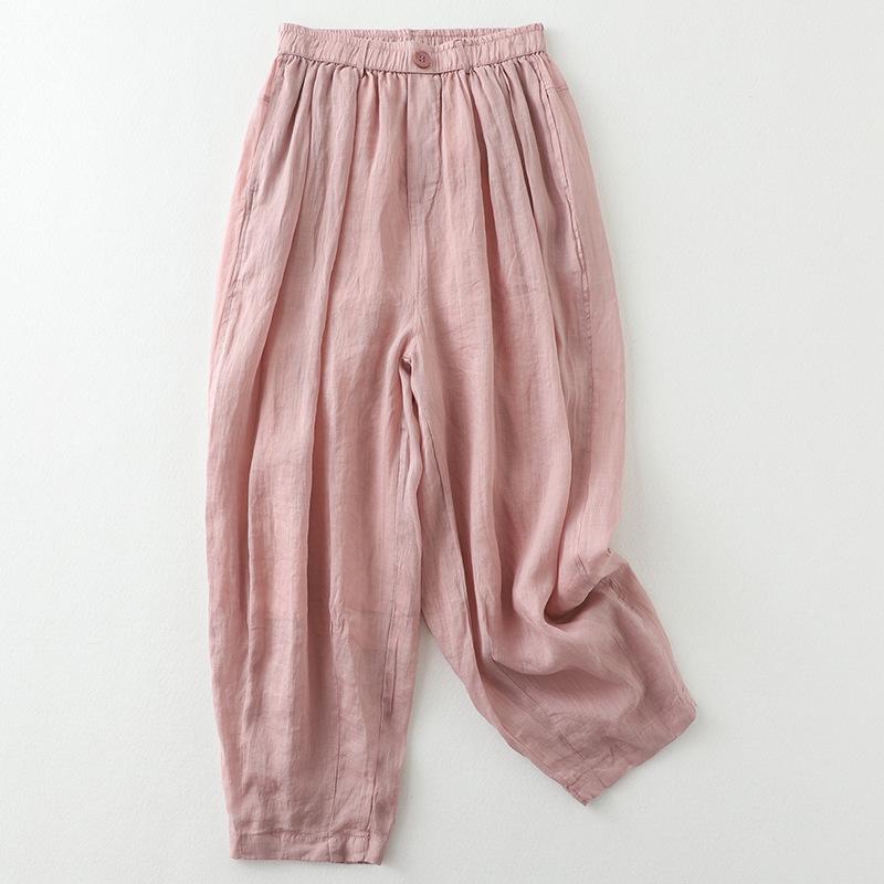 

2024 Ретро Слимминг Женские Брюки-Гаремы – Повседневная Посадка Девять Девятых XXXL розовый