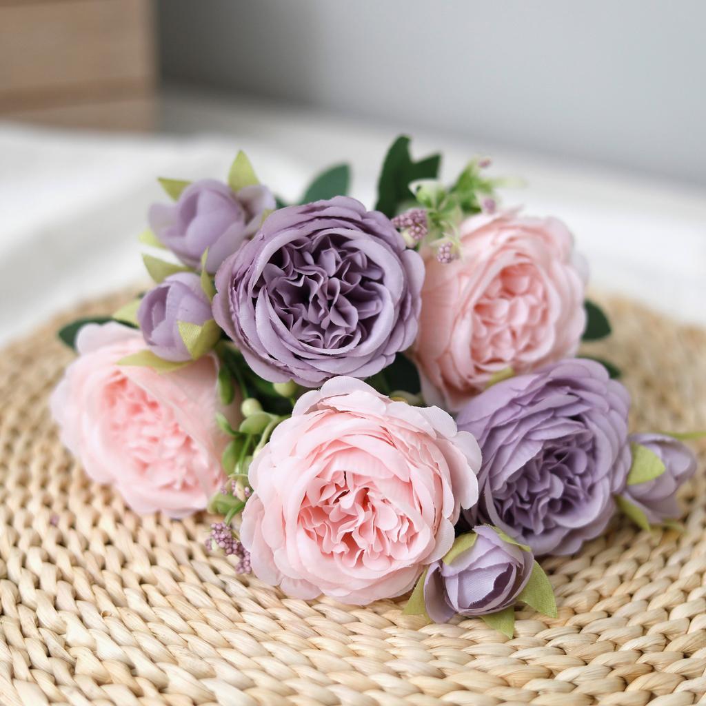30cm Rose Artificial Flower for Decoration Fake Flowers Silk Peony Faux Bouquet Arrangements for Home Bridal Wedding Party Table