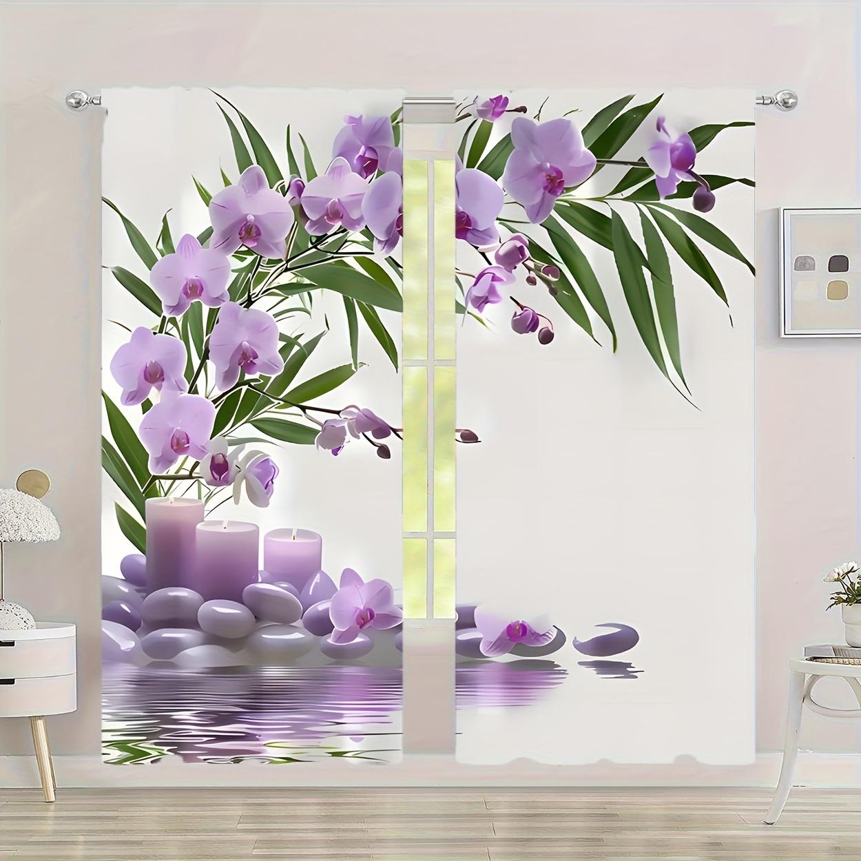 

2 шт. Современные листовидные цветочные принты светофильтрующие шторы панели устойчивые к УФ-излучению легкие в уходе прозрачные шторы для спальни гостиной 135W245H(CM)53x96in&rod pocket