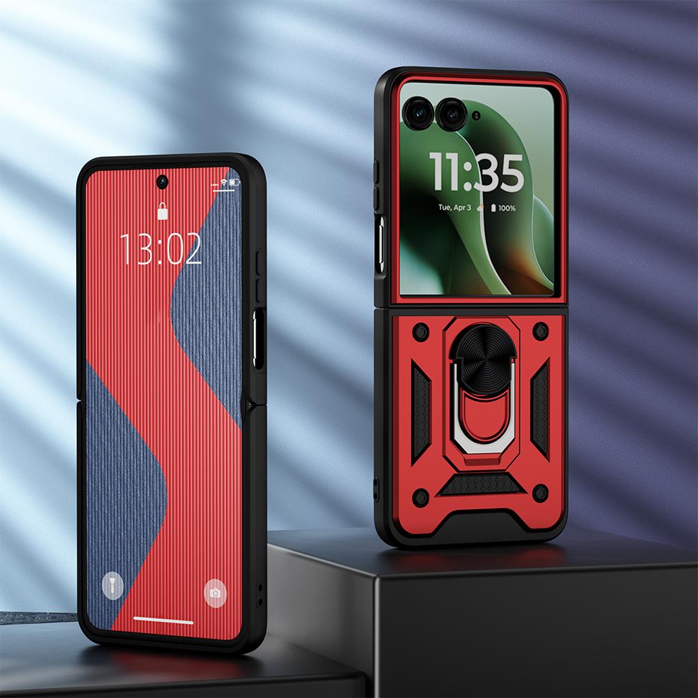 KEYSION Stoßfeste Panzerhülle für Motorola Razr 60 Ultra 5G Metallring-Ständer Handy-Rückseite für MOTO Razr Ultra 2025 Razr+2025
