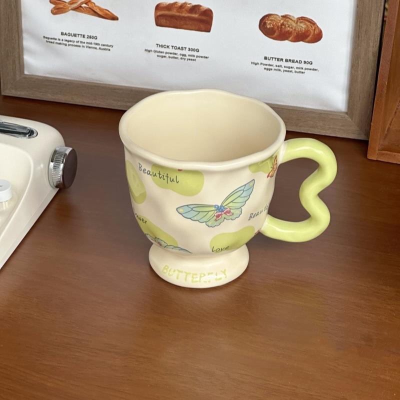 Ins styl prémiový motýlkový hrnek dárek k narozeninám pro dívky praktický keramický hrnek suvenýrový hrnek dárková krabička