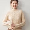 Cashmere Cable Knit Raglan Sweater - Half-High Neck, Loose Fit