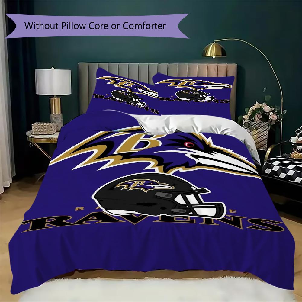 Baltimore Ravens Muster Bettwäsche Steppset Steppdecke Kissenbezug Heimdekoration Geburtstagsgeschenk (1*Bettbezug + 2*Kissenbezug ohne Füllung)