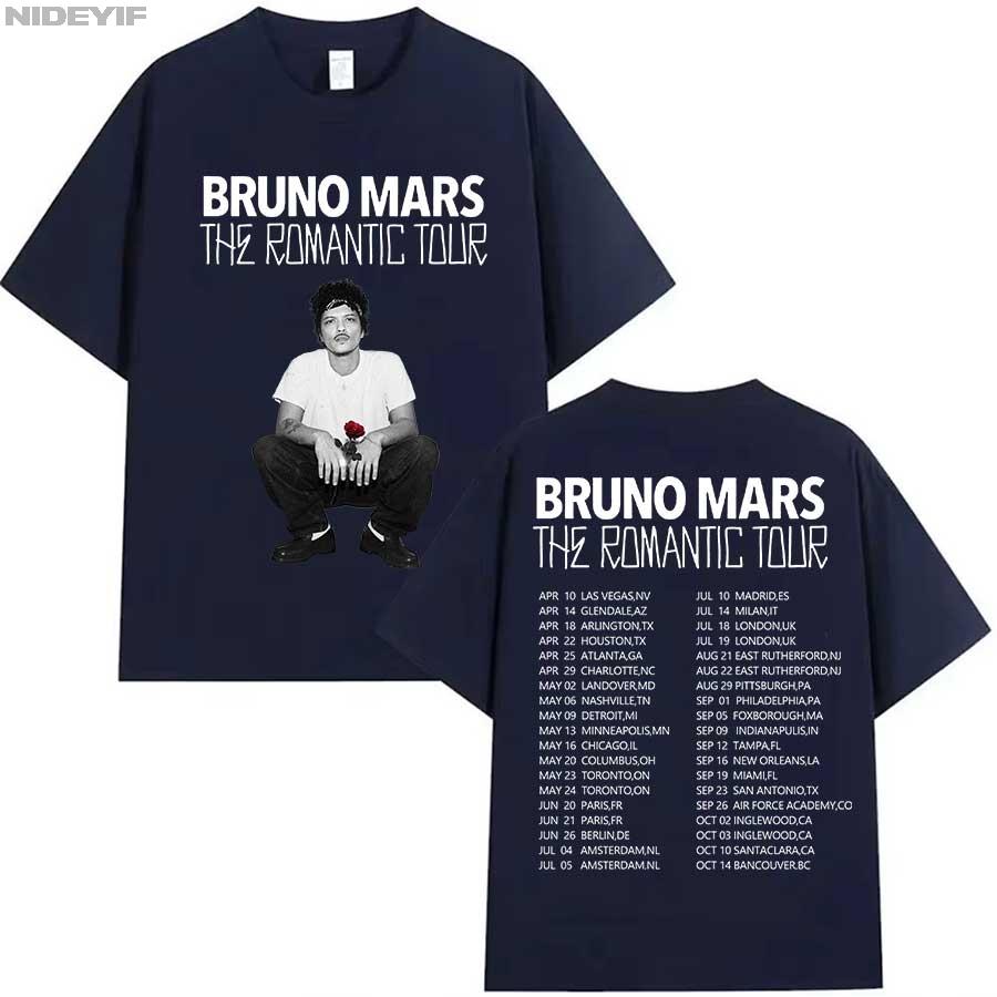 Bruno Mars The RoUnisextic Tour T shirt for Unisex Women Hiphop Streetwear Oversized Tops 100 Cotton TShirt BM2