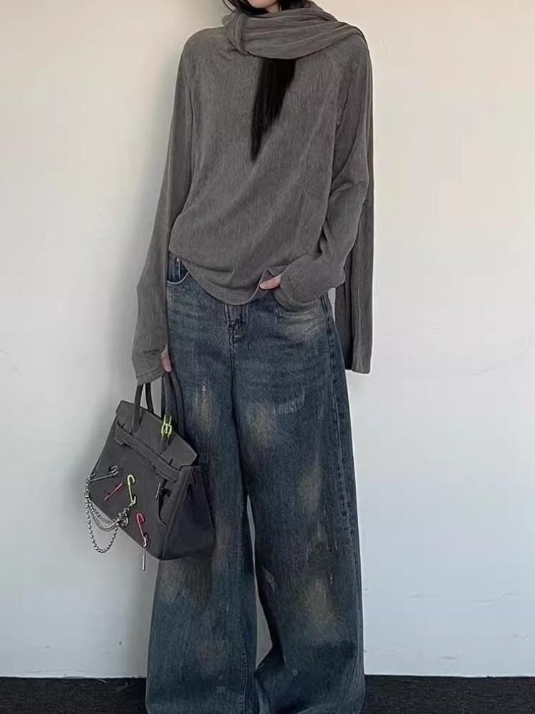 Modă Coreeană anii 2000 Pulovere de Toamnă cu Mânecă Largă tip Moroi Y2k Culoare Uni Subcultură Casual Pulovere cu Mânecă Lungă Chic