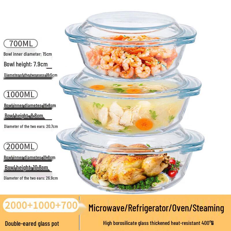 Qiwei Heat-Resistant Glass Bowl with Lid