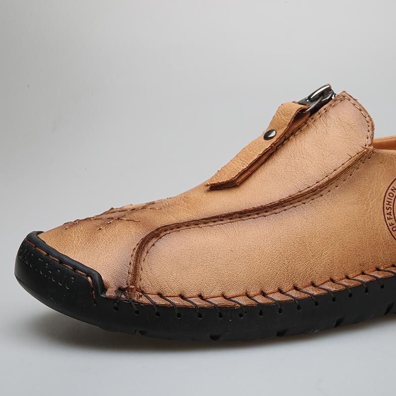 Men's Leather Sneakers Slip On Casual shoes Handmade Loafers Moccasins Breathable Flats Tooling Shoes Plus Size 39-48