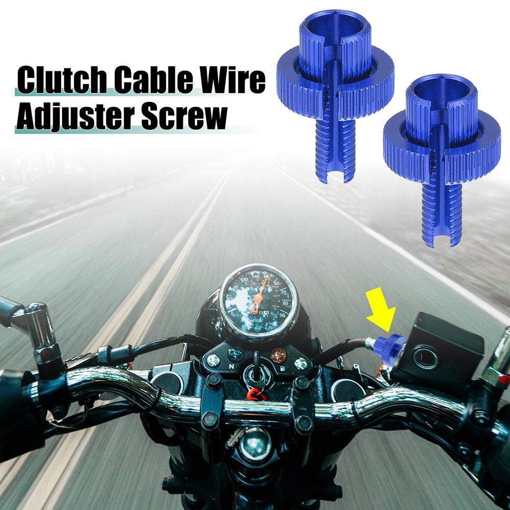 2 Pcs Blue 8mm Motorcycle Brake Clutch Levers Adjuster Screw Bolt M8x1.25 Clutch Cable Wire Adjuster Screw
