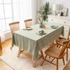 Wrinkle Resistant Washable Dining Room Cotton Linen Rectangle Table Cloths with Tassels