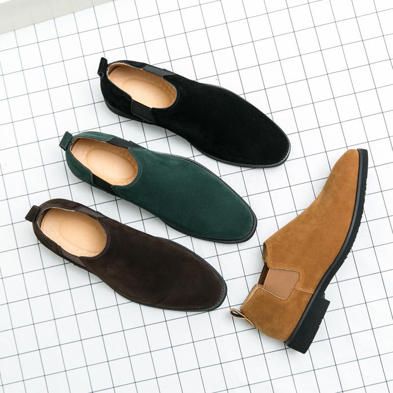 Herren Britischer Stil Nubukleder Spitzschuh Slipper Loafer - Übergröße Freizeitkleiderschuhe