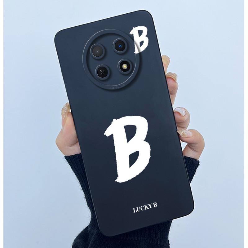 

For Huawei nova Y91 Case Cover STG-LX1 STG-LX2 Lucky Initial Letter Silicone Soft Matte Phone Bumper for Huawei NovaY91 Casing Huawei nova Y91
