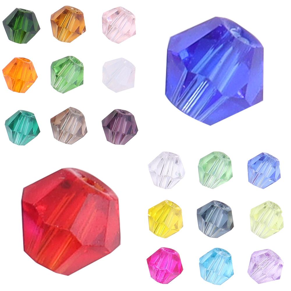 200pcs/lot 4mm Colorful Glass Crystal Beads Bicone Beads Loose Spacer Beads For Jewelry Making DIY Bracelet Necklace Accessories