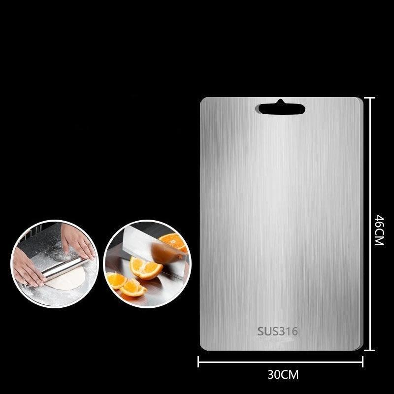 316 Stainless Steel Cutting Board Thickened Chopping Board Antibacterial Double Sided Cutting Board Block Kneading Dough Tool