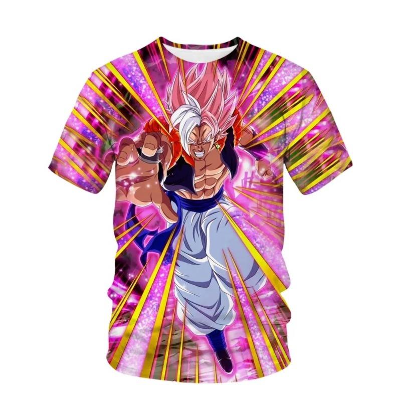 2026 Summer Dragon Ball Boys' T-shirt 3D Goku Printed Harajuku Men's Fashion Short Sleeve Casual Top