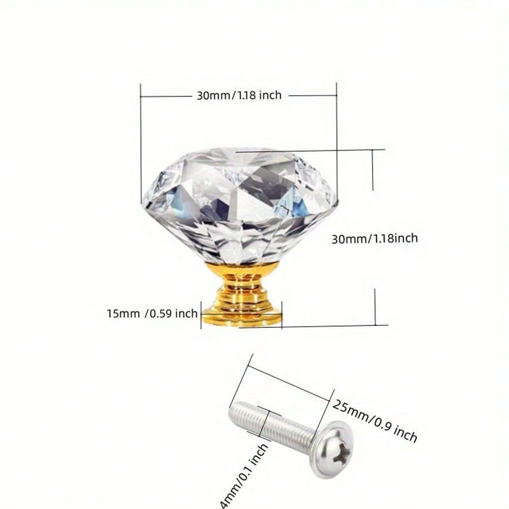 1/4/6/10 pieces crystal glass cabinet handles 30mm diamond drawer kitchen cabinet dresser cupboard wardrobe handles