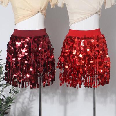 European & American Sequin A-line Tassel Mini Skirt - Sexy Nightclub Performance Wear for Women