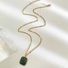 Waterproof Minimalist Square Necklace For Women Girls Fashion Jewelry Stainless Steel Chain Party Accessory