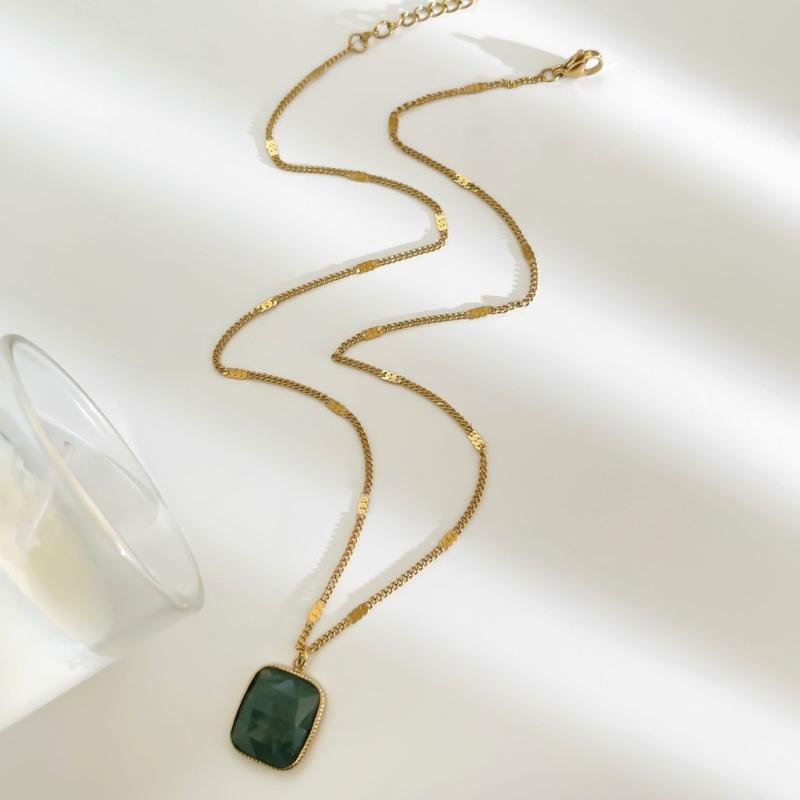Waterproof Minimalist Square Necklace For Women Girls Fashion Jewelry Stainless Steel Chain Party Accessory