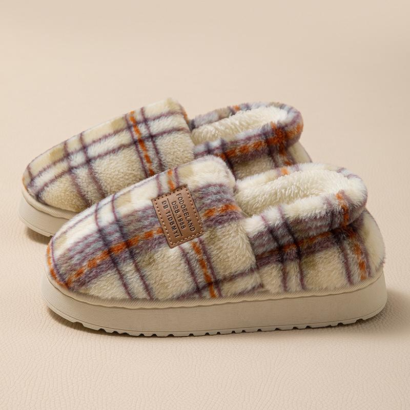 Couple Cotton Slipper Bag and Thick-bottomed Home Indoor Bedroom Autumn and Winter Velvet Warm Wool Slippers