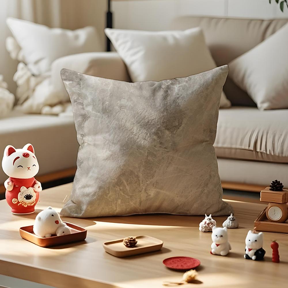 Marble Texture Cushion Cover Anti-dustmite Pillowcase Invisible Zipper Silky Short Plush Sofa Cushion Cover