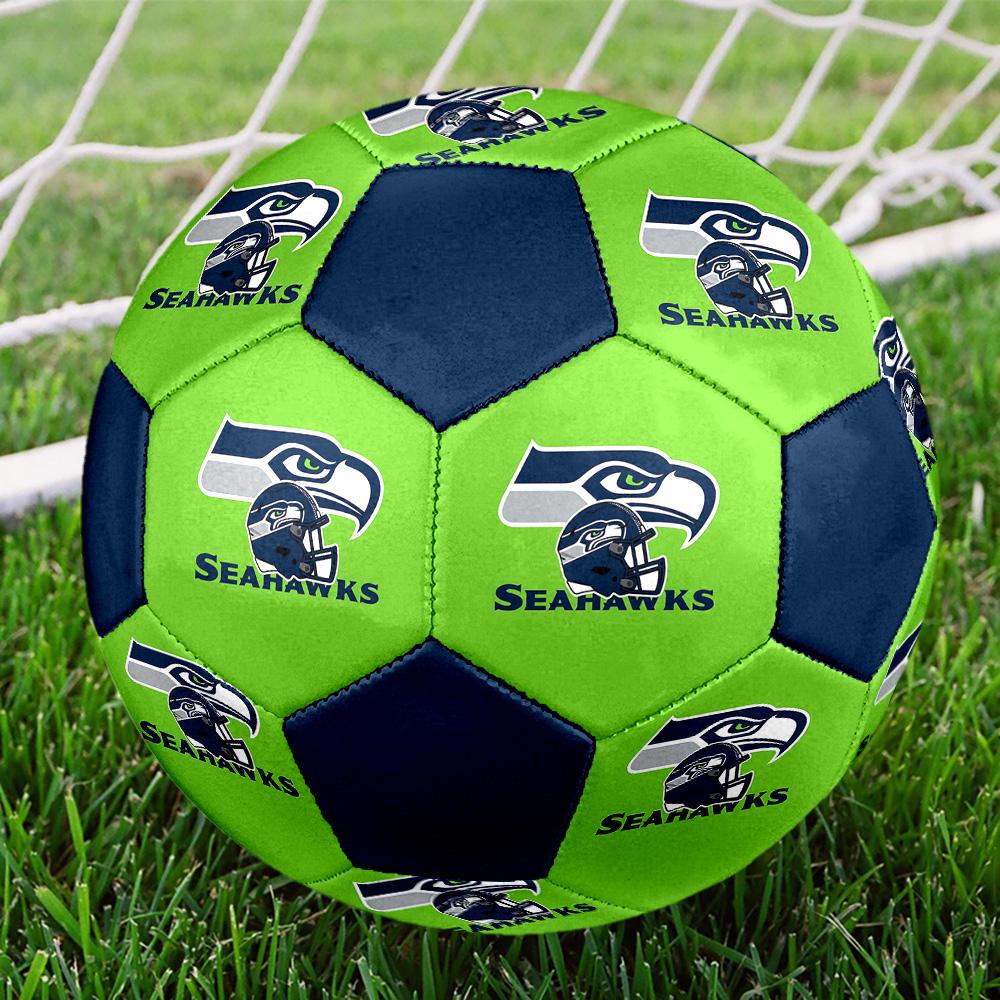 Seahawks Indoor Soccer Ball Colorful All Ages Size 5 Machine Stitched PVC Competition Ready Durable High-Bounce