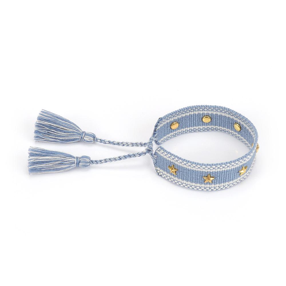 2025 Metal Star Pendant Woven Bracelet with Letter Embroidery