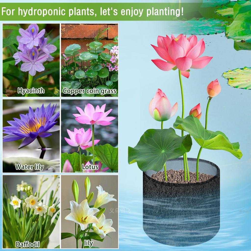 Aquatic Plant Growing Mesh Bags for Water Lily Planter, Pond Plant Mesh Net Bags, Heavy Duty Nylon Mesh Pouches, 10 Pack