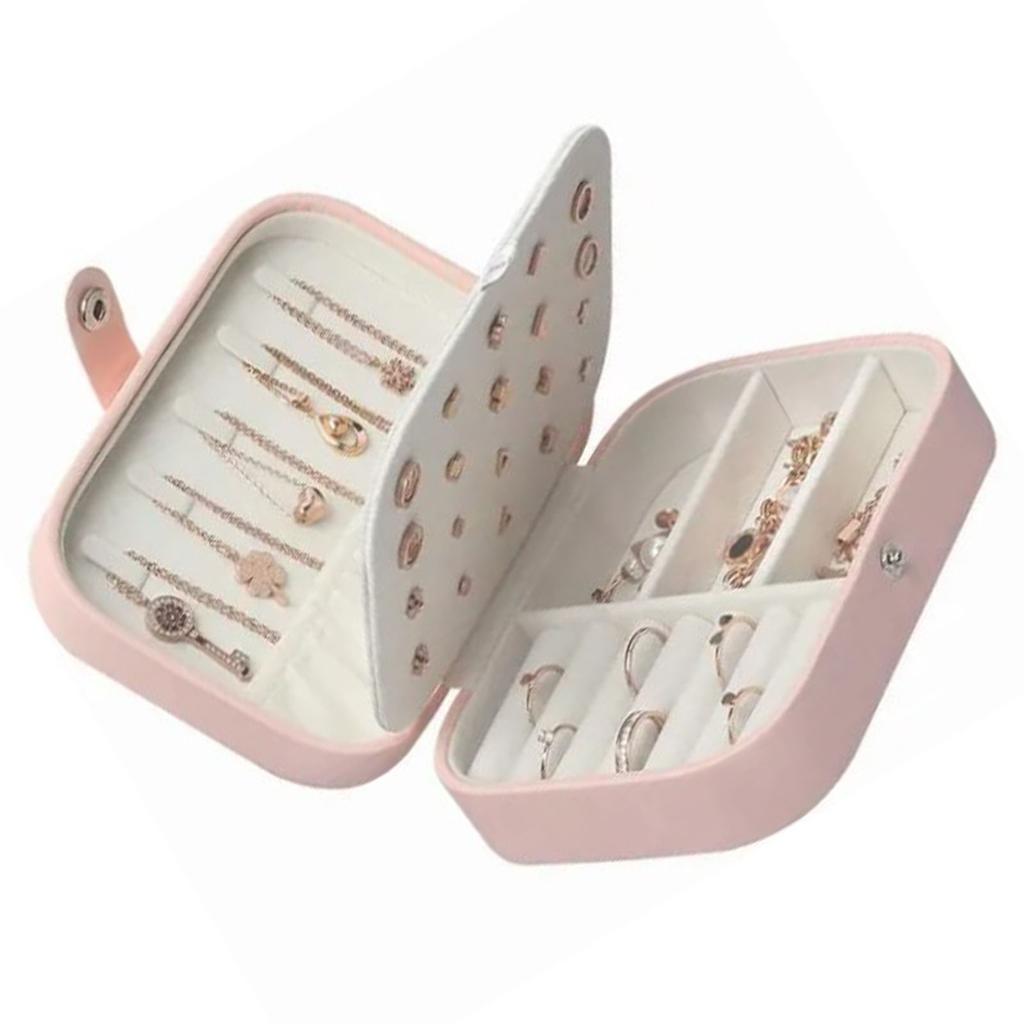 Jewelry Storage Box Ring Earing Necklace Bracket Organizer Portable Large Capacity Gift Pink