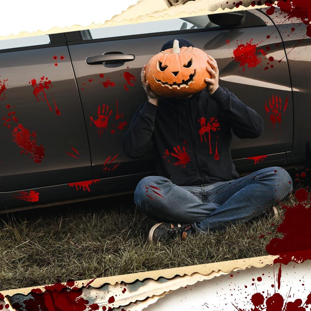 Frienda 11 Sheets Halloween Blood Car Decal Halloween Car Accessories Self-Adhesive Bloody Stickers Decor For Headlights Windows Headlamps