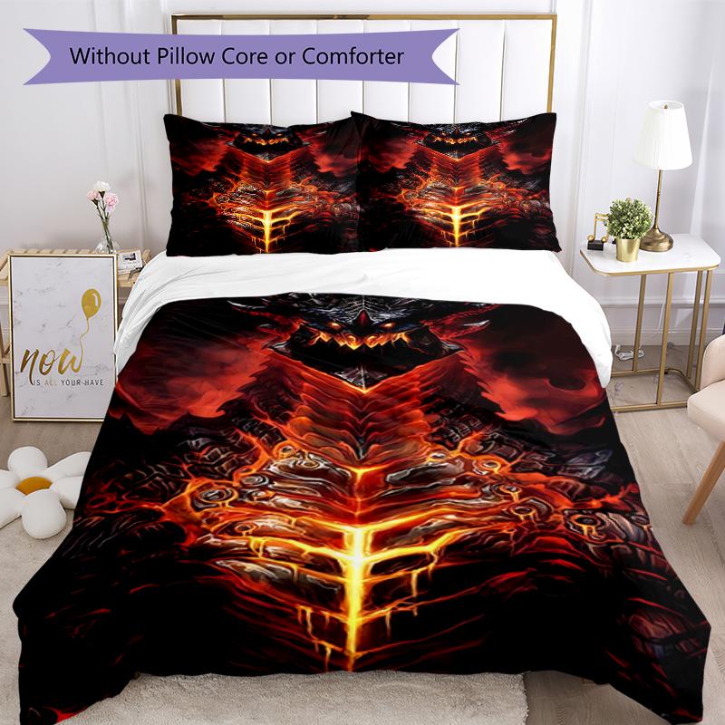 3pcs World of Warcraft Characters2 Pattern Bedding Set Duvet Cover Set Includes Duvet Cover &pillowcases, Perfect All Season Bedroom Decoration & Gift