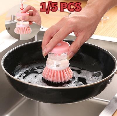 Olla de lavado de cocina, cepillo para platos, utensilios de lavado con dispensador de jabón líquido, accesorios de limpieza del hogar